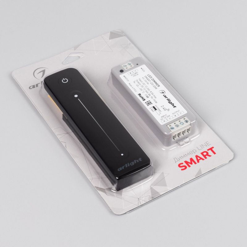 Диммер SMART-DIM-SET-LINE (12-24V, 1x8A, ПДУ 2.4G) (Arlight, IP20 Пластик, 5 лет) 034794
