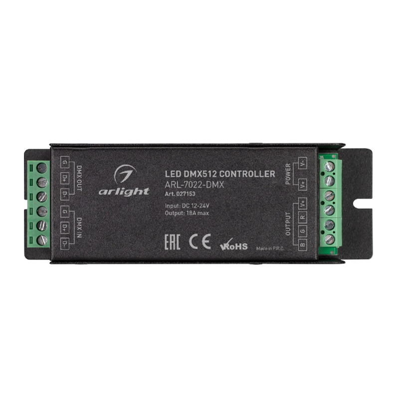 Декодер ARL-7022-DMX (12-24V, 3x6A, DMX512) (Arlight, IP20 Металл, 3 года) 027153