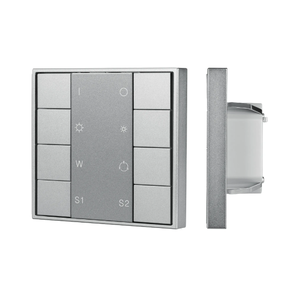 INTELLIGENT ARLIGHT Кнопочная панель DALI-201-23-1G-2SC-RGBW-DT8-IN Silver (BUS, Frame) (IARL, IP20 Металл, 3 года) 048220