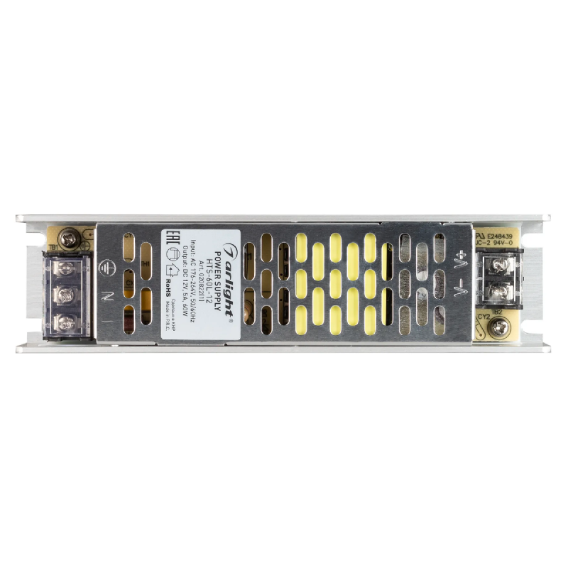 Блок питания HTS-60L-12 (12V, 5A, 60W) (Arlight, IP20 Сетка, 3 года) 020822(1)