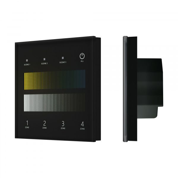INTELLIGENT ARLIGHT Сенсорная панель SMART-DALI-301-11-4G-3SC-DT8 Черная (230V, встраиваемая, 2.4G) (IARL, IP20 Пластик, 5 лет) 060792