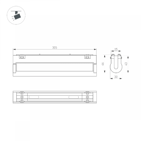 Светильник MAG-VIBE-FLAT-TURN-L305-12W Warm3000 (BK, 110 deg, 48V) (Arlight, IP20 Металл, 5 лет) 044443