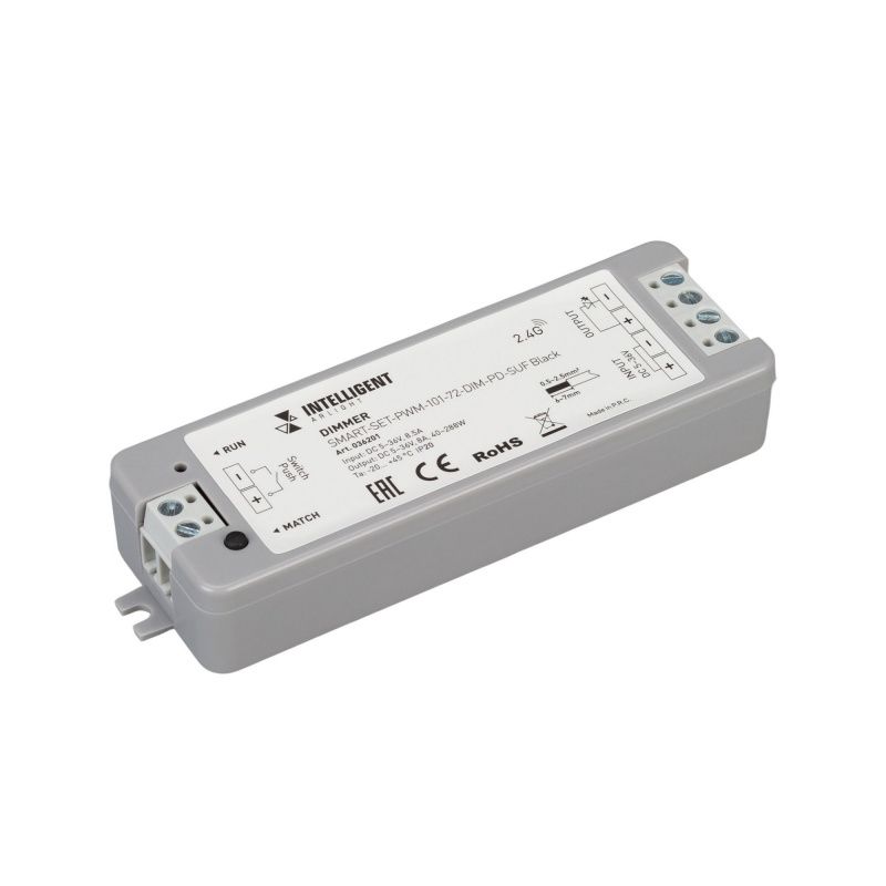 INTELLIGENT ARLIGHT Диммер SMART-SET-PWM-101-72-DIM-PD-SUF Black (5-36V, 1x8A, x4, ПДУ 13кн, 2.4G) (IARL, IP20 Пластик, 5 лет) 036201