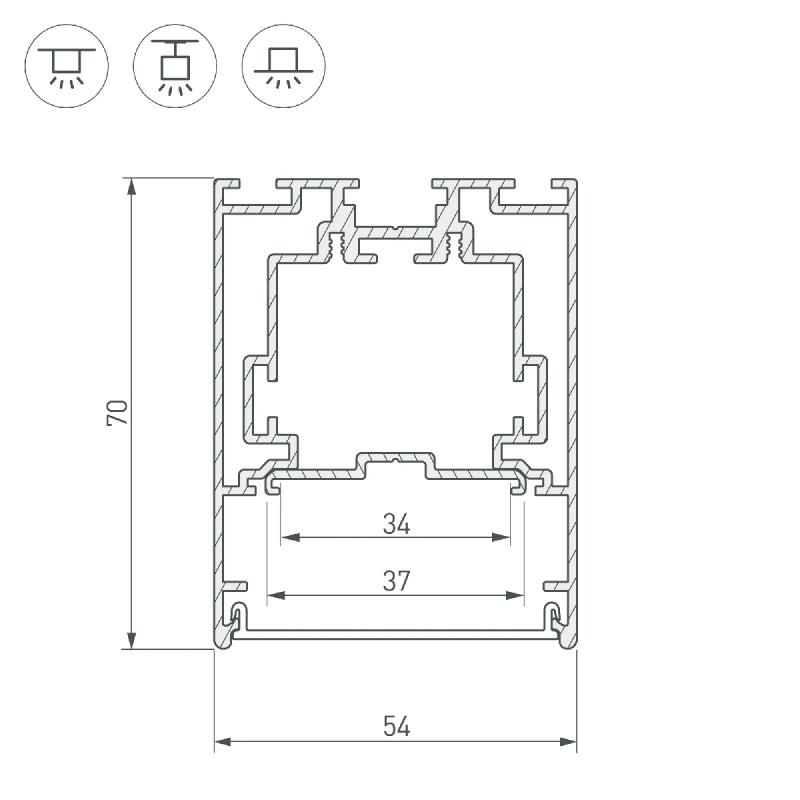 Профиль S2-LINE-5470-2500 SEAMLESS ANOD (Arlight, Алюминий) 029440
