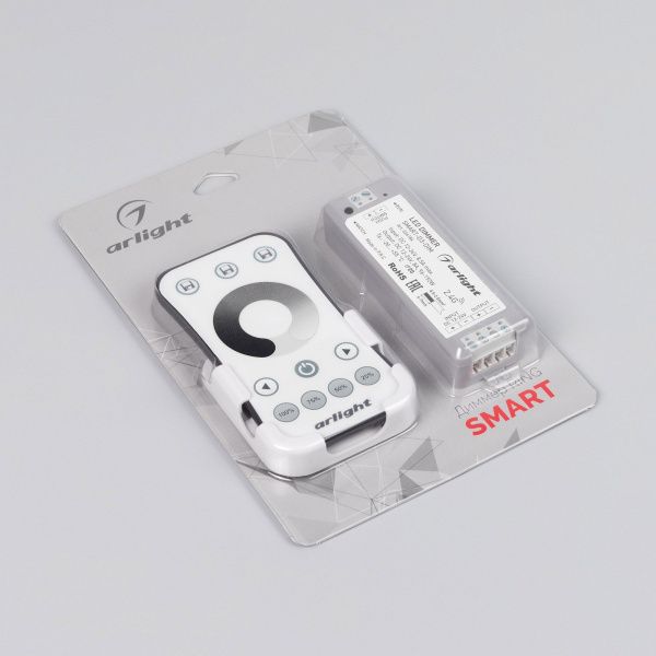Диммер SMART-DIM-SET-RING (12-24V, 1x8A, ПДУ 2.4G) (Arlight, IP20 Пластик, 5 лет) 034786