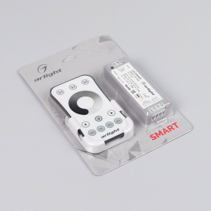 Диммер SMART-DIM-SET-RING (12-24V, 1x8A, ПДУ 2.4G) (Arlight, IP20 Пластик, 5 лет) 034786