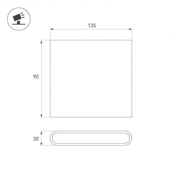 Светильник настенный SP-FLAT-S135x90-2x3W Day4000-MIX (Черный, 75 deg, 230V) (Arlight, IP65 Металл, 3 года) 060679