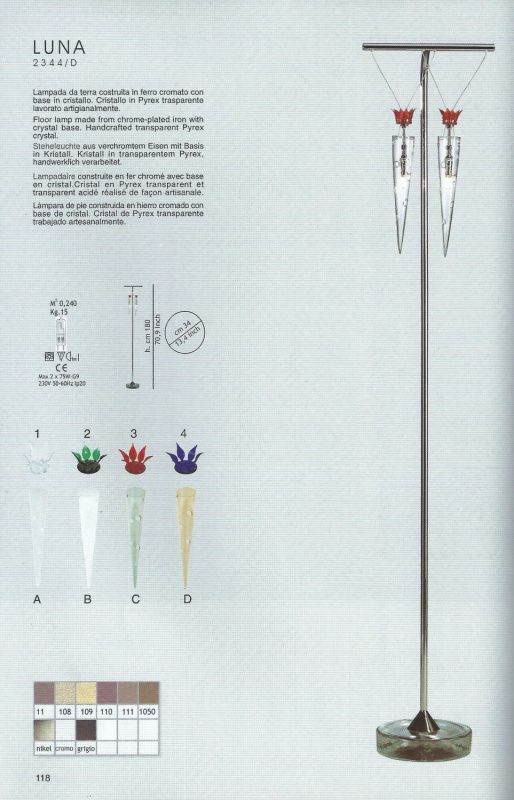 Торшер Lamp International Luna 2344/D Chrome
