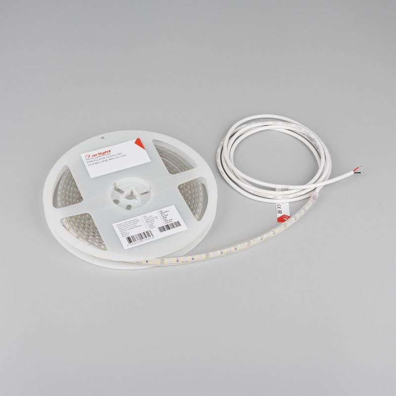 Светодиодная лента герметичная RTW-PU-A120-10.5mm 24V Warm3000 (16.8 W/m, IP68, Wire 2m, 5m) (Arlight, -) 029043(3)