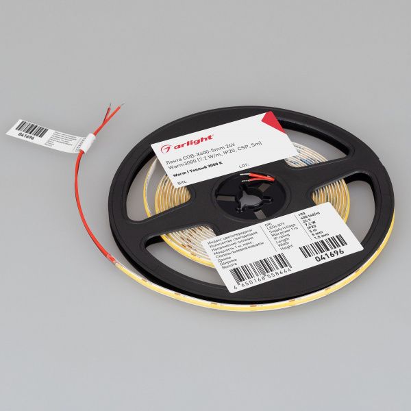 Светодиодная лента COB-X400-5mm 24V Warm3000 (7.2 W/m, IP20, 5m) (Arlight, -) 041696(1)