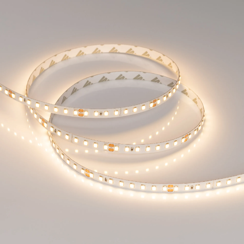 Светодиодная лента RT-A128-8mm 24V Warm2700 (9.6 W/m, IP20, 2835, 5m) (Arlight, высок.эфф.150 лм/Вт) 038759