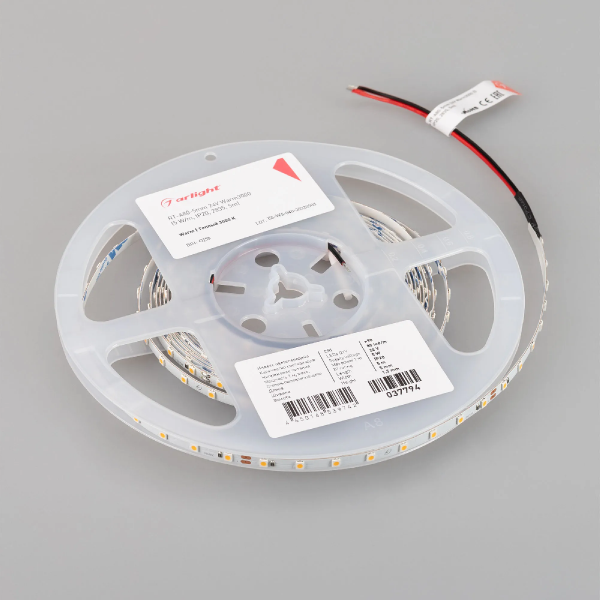 Светодиодная лента RT-A80-5mm 24V Warm3000 (5 W/m, IP20, 2835, 5m) (Arlight, Открытый) 037794