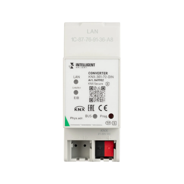 INTELLIGENT ARLIGHT Конвертер KNX-301-72-DIN Grey (BUS, RJ-45, KNX-IP) (IARL, IP20 Пластик, 2 года) 049902
