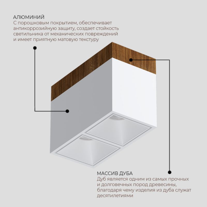 Накладной светодиодный светильник Ledron KUBING 2 Wooden 130 White 4000K