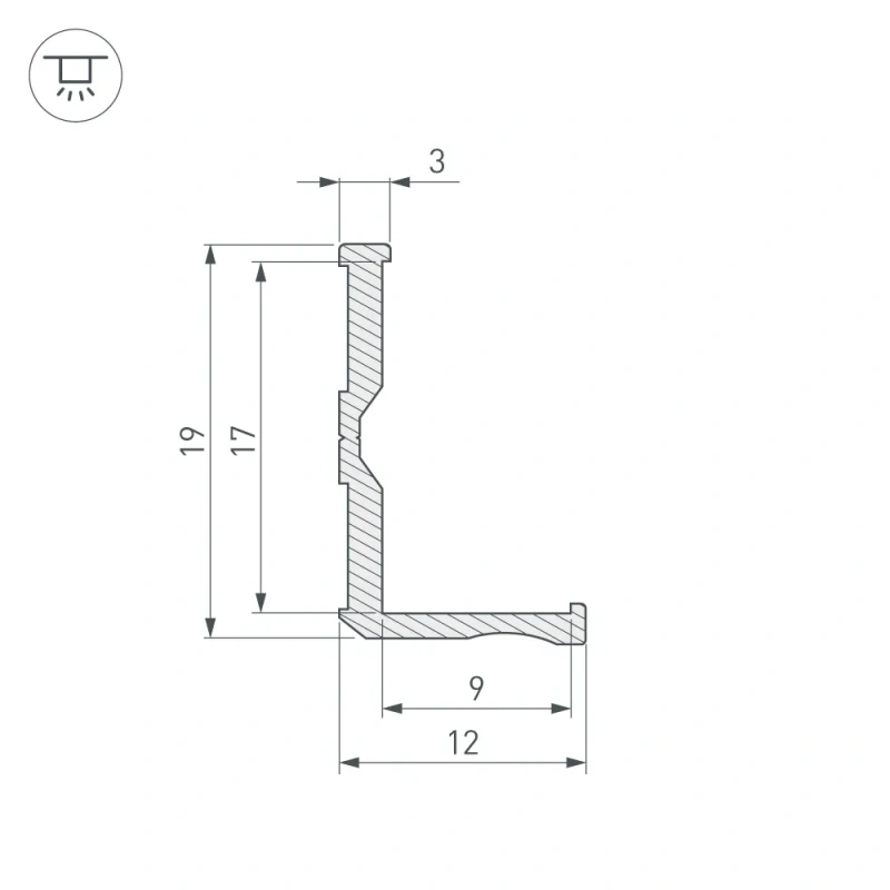 Профиль ALM-BASE-H12-2000 RAL9016 (Arlight, Алюминий) 026688