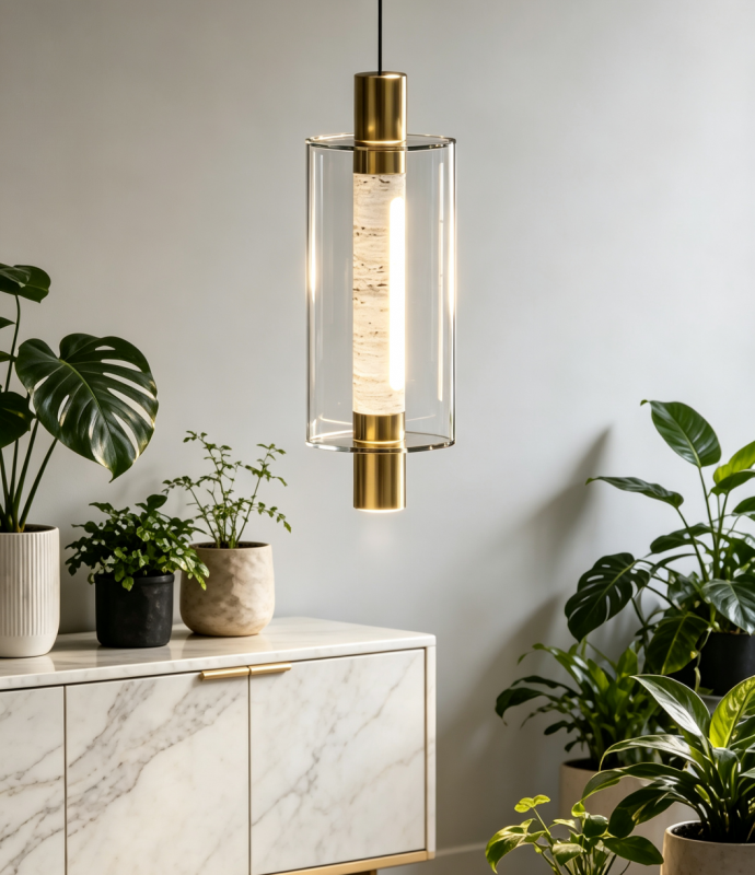 Подвесной светильник Delight Collection 26509P/1 Brass / Travertine