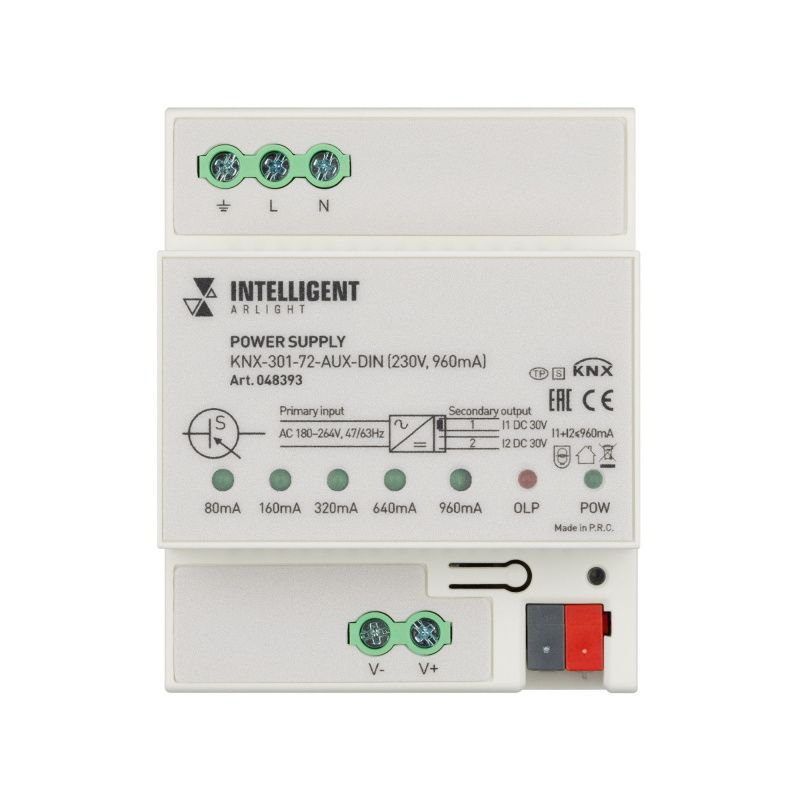 INTELLIGENT ARLIGHT Блок питания шины KNX-301-72-AUX-DIN (230V, 960mA) (IARL, IP20 Пластик, 2 года) 048393