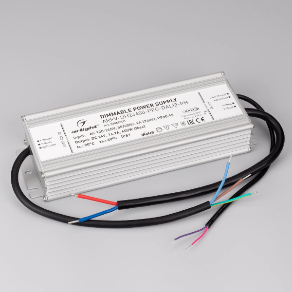 Блок питания ARPV-UH24400-PFC-DALI2-PH (24V, 16.7A, 400W) (Arlight, IP67 Металл, 7 лет) 025655(2)