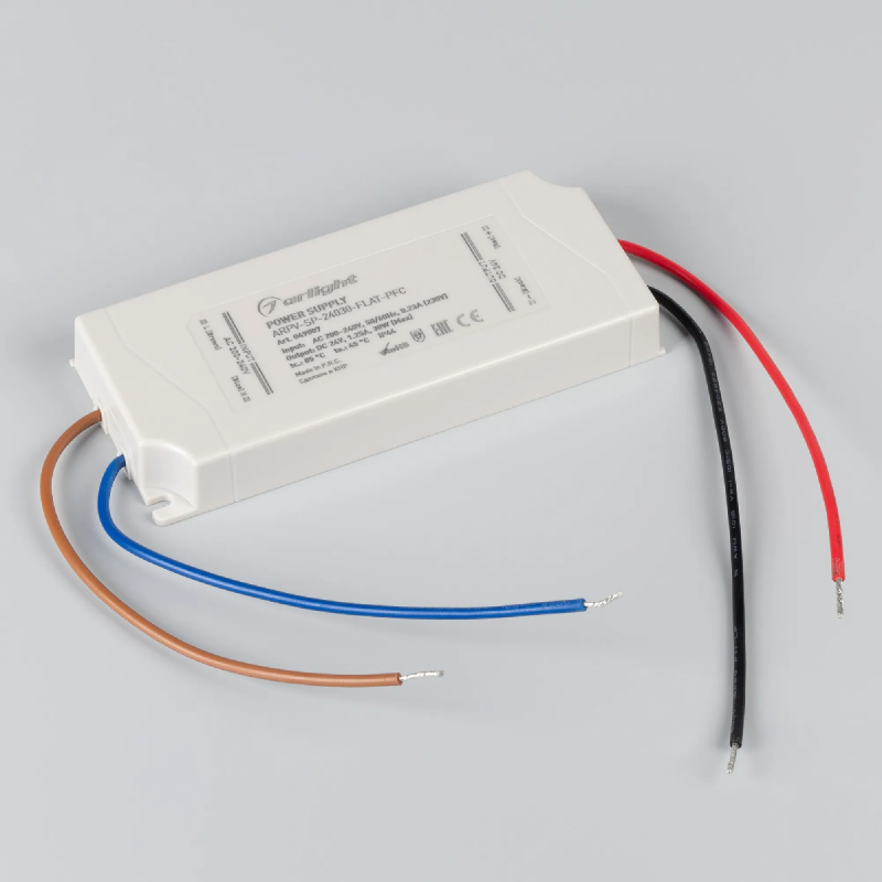 Блок питания ARPV-SP-24030-FLAT-PFC (24V, 1.25A, 30W) (Arlight, IP44 Пластик, 5 лет) 049007