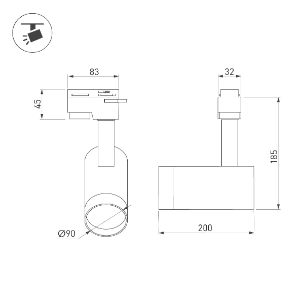 Светильник LGD-GERA-4TR-R90-30W Day4000 (BK, 24 deg, 230V) (Arlight, IP20 Металл, 5 лет) 024630(1)