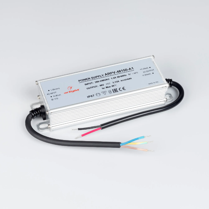 Блок питания ARPV-48150-A1 (48V, 3.13А, 150W) (Arlight, IP67 Металл, 3 года) 034689