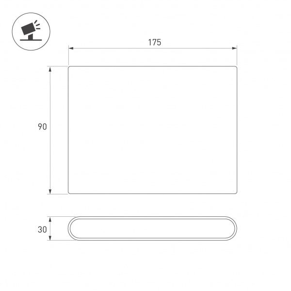 Светильник настенный SP-FLAT-S175x90-2x5W Day4000-MIX (Черный, 75 deg, 230V) (Arlight, IP65 Металл, 3 года) 063611