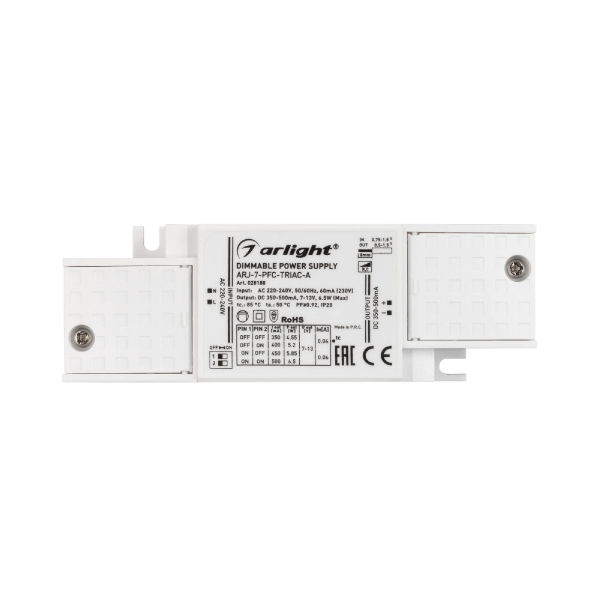 Блок питания ARJ-7-PFC-TRIAC-A (7W, 350-500mA) (Arlight, IP20 Пластик, 5 лет) 028188
