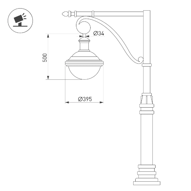 Светильник OXOR-AMPIL-BUE - 395x500-50W Day4000 (BK, 120 deg, 230V) IP65 (Arlight, -) 052446