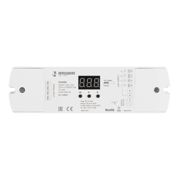 INTELLIGENT ARLIGHT Диммер SMART-DALI-204-72-SH-DT6/DT8-SUF (12-48V, 4x150-500mA) (IARL, IP20 Пластик, 5 лет) 038543