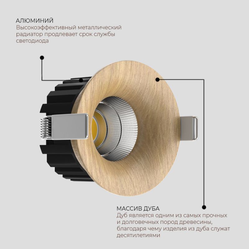 Встраиваемый светодиодный светильник Ledron LOFT Wooden 4000K