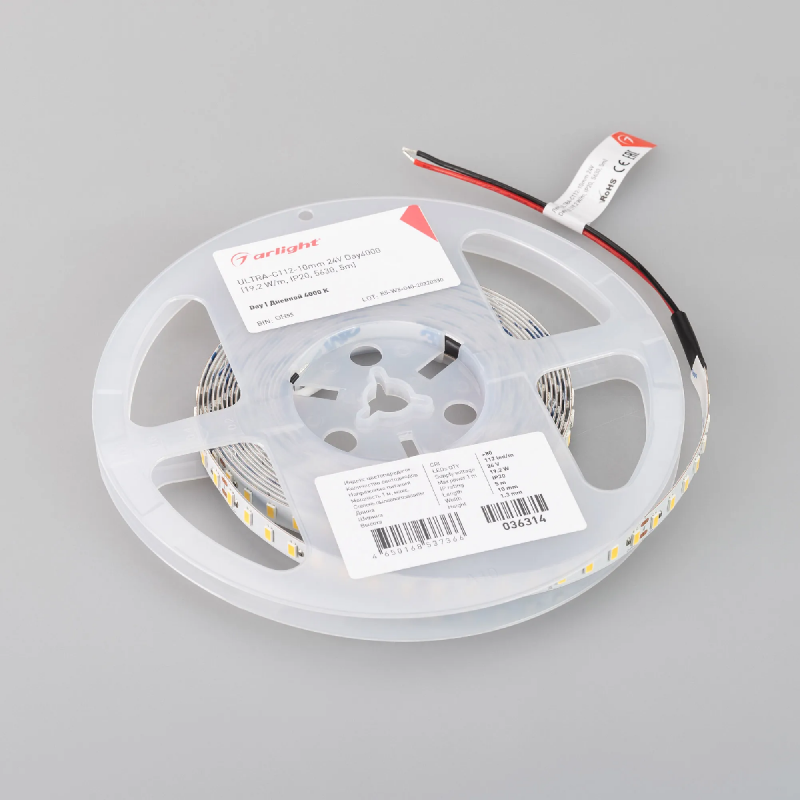 Светодиодная лента ULTRA-C112-10mm 24V Day4000 (19.2 W/m, IP20, 5630, 5m) (Arlight, высок.эфф.160 лм/Вт) 036314