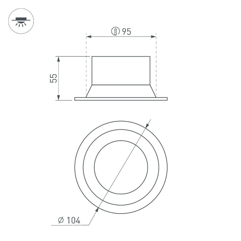 Светильник MS-BREEZE-BUILT-R104-12W Day4000 (BK, 85 deg, 230V) (Arlight, IP20 Металл, 3 года) 035612