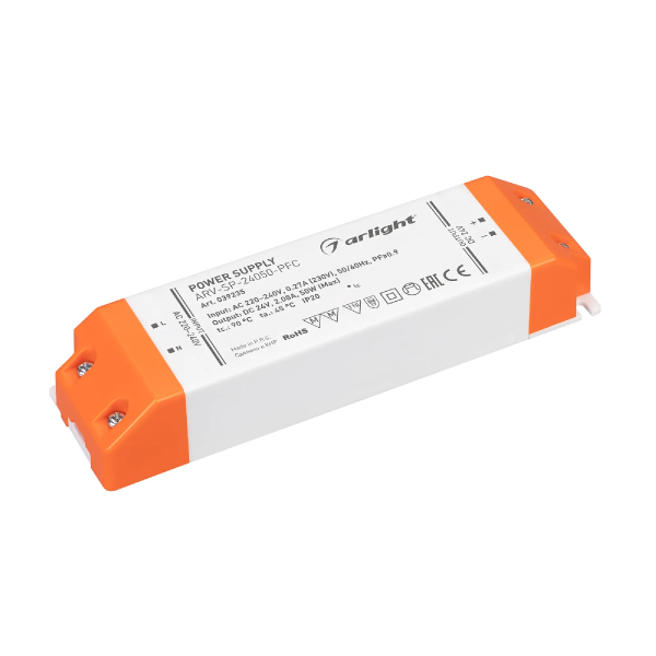 Блок питания ARV-SP-24050-PFC (24V, 2.08A, 50W) (Arlight, IP20 Пластик, 5 лет) 039235