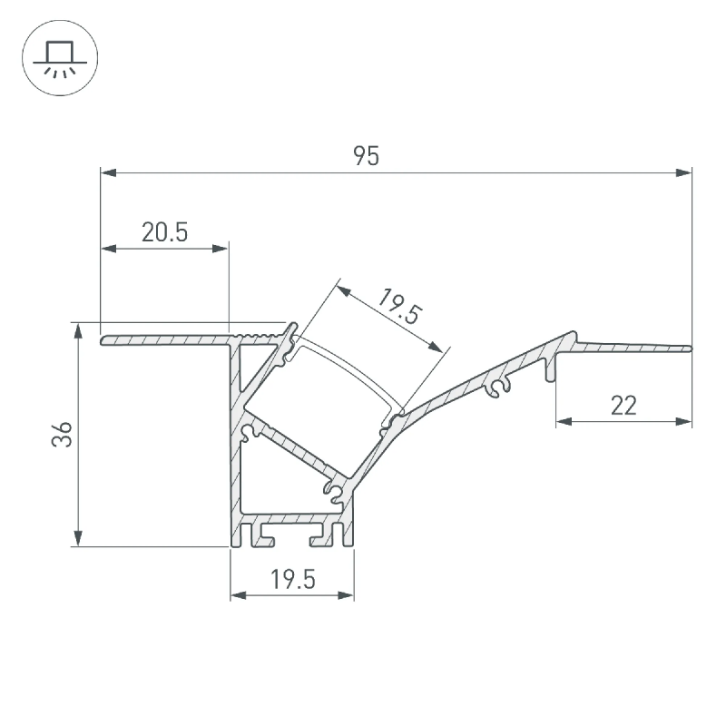 Профиль FANTOM-W45-BEVEL-2000 WHITE (Arlight, Алюминий) 039949