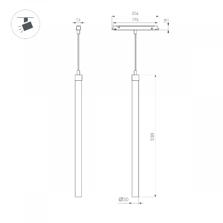 Светильник MAG-ORIENT-TUBE-HANG-L500-7W Day4000 (BK, 360 deg, 48V) (Arlight, IP20 Металл, 3 года) 041595