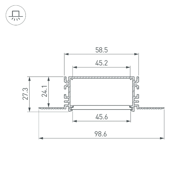 Профиль FANTOM-BENT-W49-TOP-2000 ANOD (Arlight, Алюминий) 046429