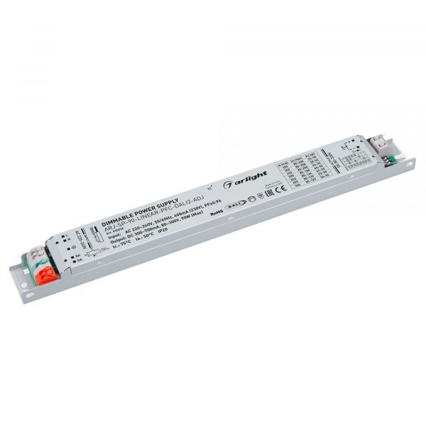 Блок питания ARJ-SP-90-LINEAR-PFC-DALI2-ADJ (90W, 80-300V, 0.3-0.7A) (Arlight, IP20 Металл, 5 лет) 035536