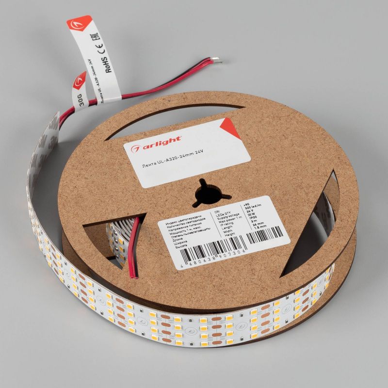 Светодиодная лента UL-A320-24mm 24V White6000 (30 W/m, IP20, 3m) (Arlight, 7 лет) 061407