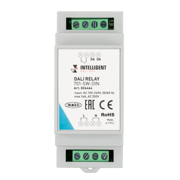 INTELLIGENT ARLIGHT Релейный модуль DALI-701-SW-DIN (BUS, 16A) (IARL, DIN-рейка) 026464