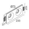 Встраиваемый гипсовый светильник под сменную лампу LUMI SQ2 107x233 D73