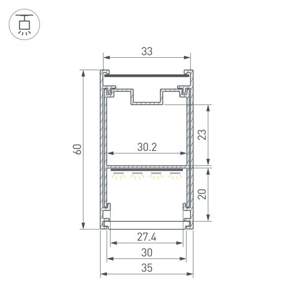 Профиль LINE-3560-BENT-SIDE-2000 ANOD (Arlight, Алюминий) 062978