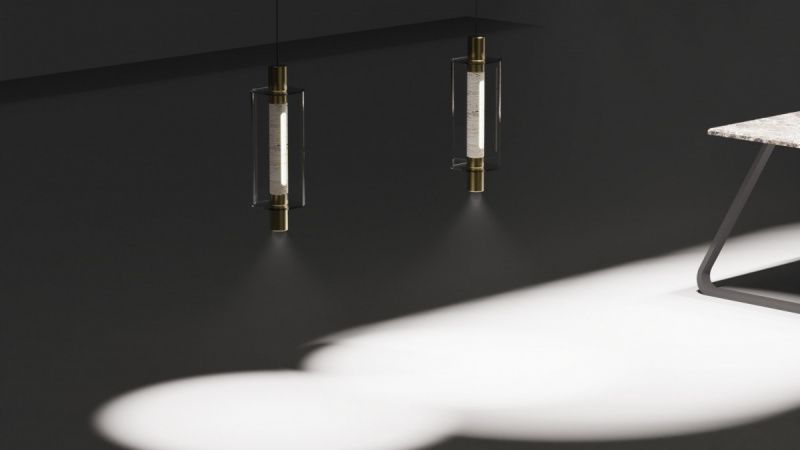 Подвесной светильник 26509P/1 Brass / Travertine