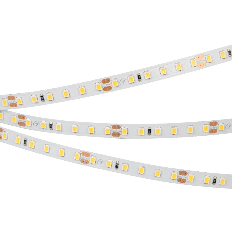 Светодиодная лента RT-A120-8mm 24V Warm2400 (9.6 W/m, IP20, 2835, 5m) (Arlight, Открытый) 018090(2)