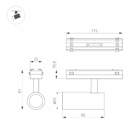 Светильник MAG-VIBE-SPOT-R35-8W Day4000-MIX (BK, 24 deg, 48V, TUYA Zigbee) (Arlight, IP20 Металл, 5 лет) 044168