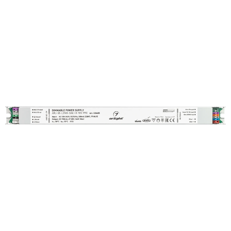 Блок питания ARJ-55-LONG-DALI-0-10V-PFC (56W, 700mA) (Arlight, IP20 Металл, 7 лет) 028455