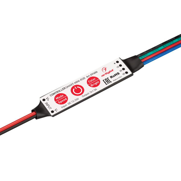 Контроллер SMART-MINI-RGB (12-24V, 3x1.5A) (Arlight, IP20 Пластик, 5 лет) 031606