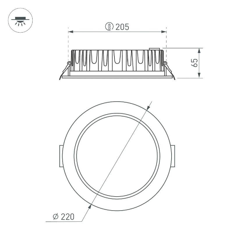 Светильник MS-MIST-BUILT-R220-30W Warm3000 (WH, 110 deg, 230V) (Arlight, IP54 Металл, 5 лет) 041611