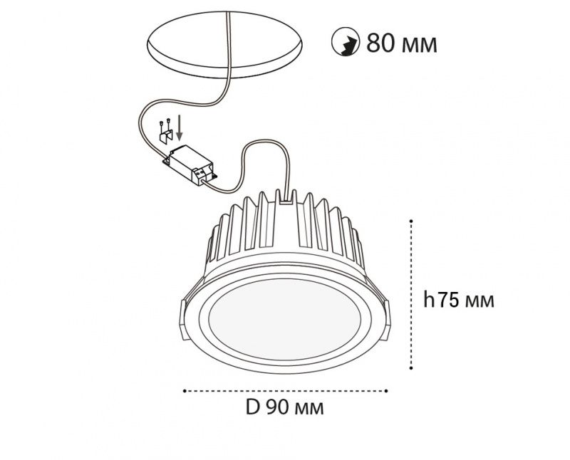 IT08-8018 black 4000K светильник встраиваемый влагозащищенный