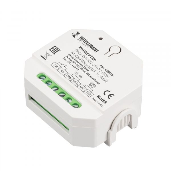 INTELLIGENT ARLIGHT Конвертер DALI-0/1-10V-301-72-DRO-RL-DIN White (BUS, 1x20mA) (IARL, IP20 Пластик, 5 лет) 055820