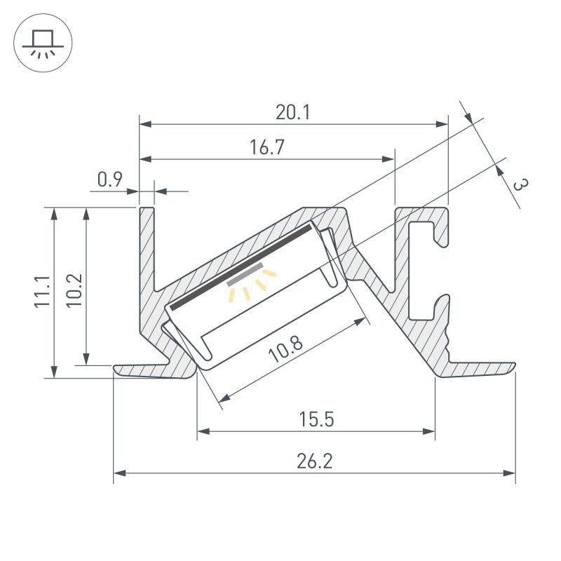 Профиль PDS-BEVEL-F-2000 ANOD (Arlight, Алюминий) 063456